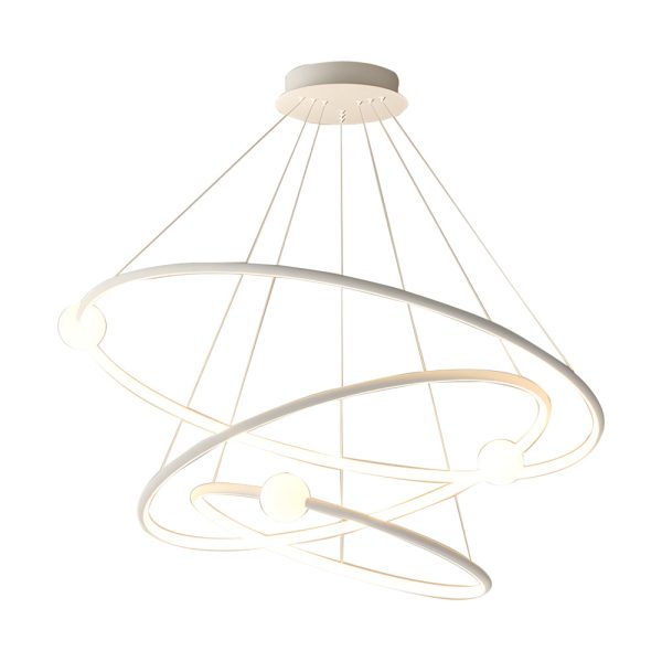 White/Black  Circular Pendant Lamp Dimmable LED Rings Chandelier - Image 8