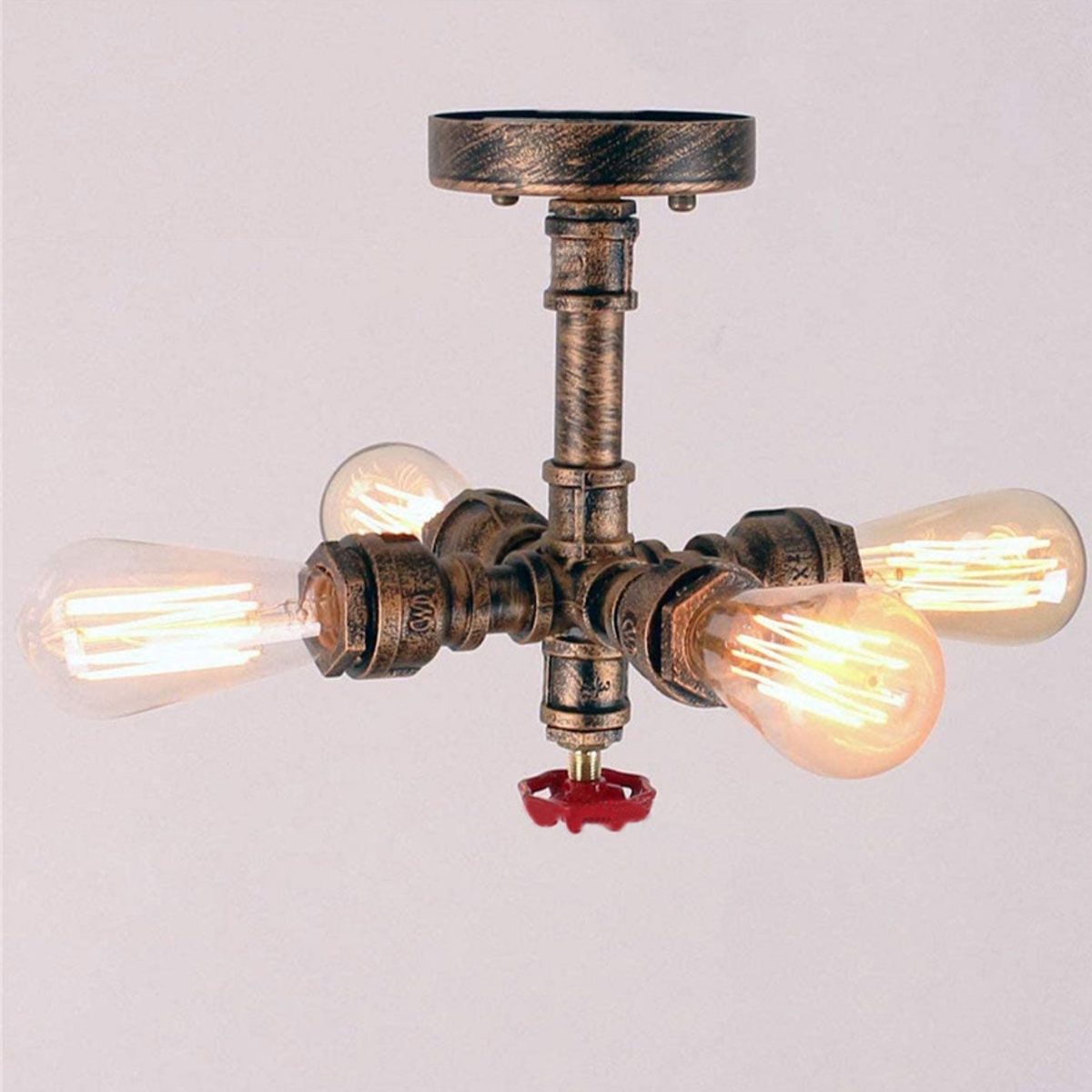 Industrial Retro Wrought Iron 4-Light Chandelier - Image 1