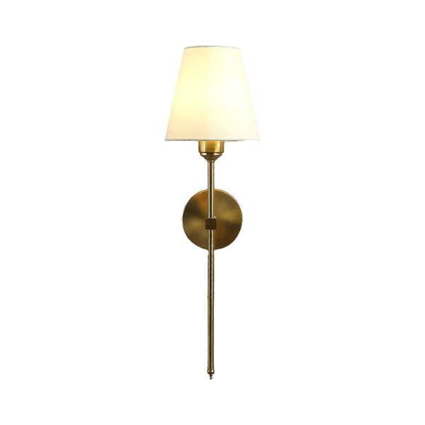 Modern 1-Light Black/Gold Wall Sconce with White Linen Fabric Shade - Image 7