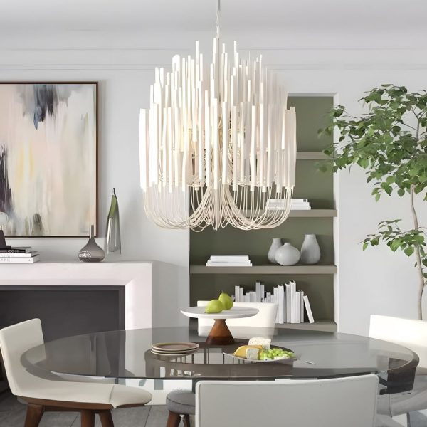 Whitewashed Wood Tilda Chandelier Large Hanging Ceiling Light - Image 7