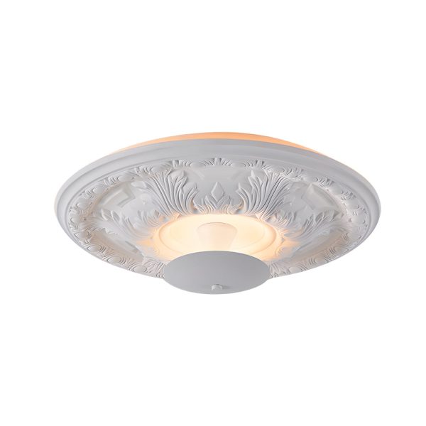 19.7-inch Round Gypsum Relief Dimmable LED Flush Mount Ceiling Light - Image 8