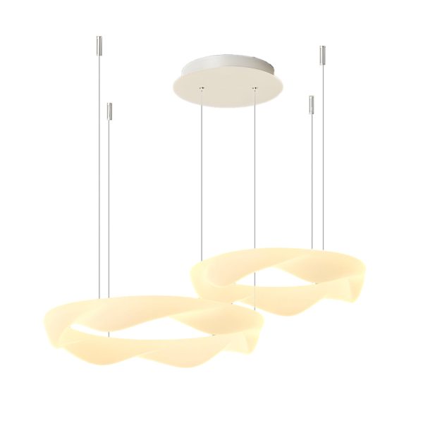 Wavy Circle Rings Three Step Dimming LED White Cream Modern Chandelier - Image 6