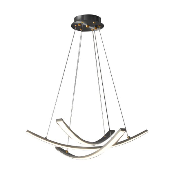 Elegant Curved Copper Strip Full-Spectrum LED Pendant Light - Image 9