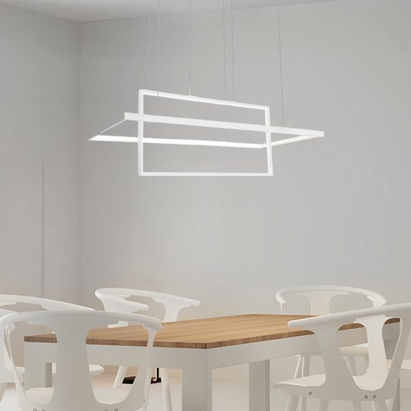 2 Rectangular LED Black Modern Pendant Lighting Hanging Ceiling Lights - Image 4