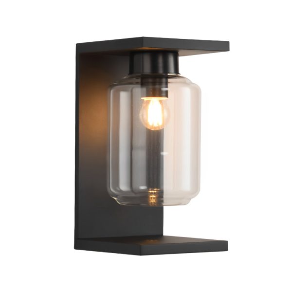 Outdoor Waterproof LED Glass Black Modern Solar Wall Lights with Remote - Image 8
