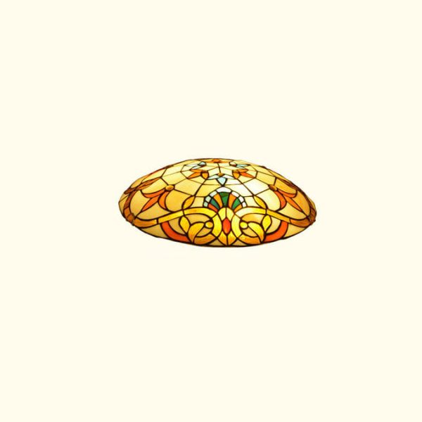 European Tiffany Baroque Round Stained Glass 2/3/4 Light Flush Mount Ceiling Light - Image 17