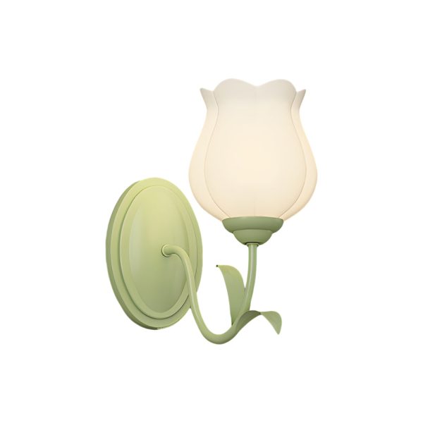 1/2 Lights Flowers Glass Three Step Dimming Green Modern Wall Lights Indoor - Image 8