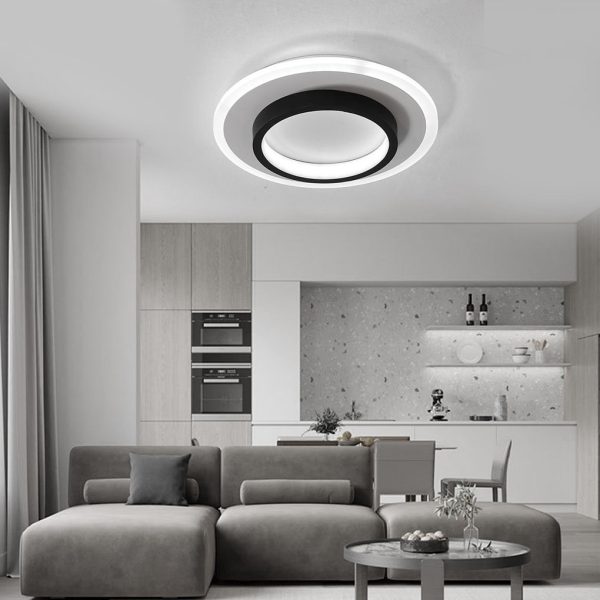 2 Light Circular LED Modern Flush Mount Lighting Ceiling Lights - Image 2