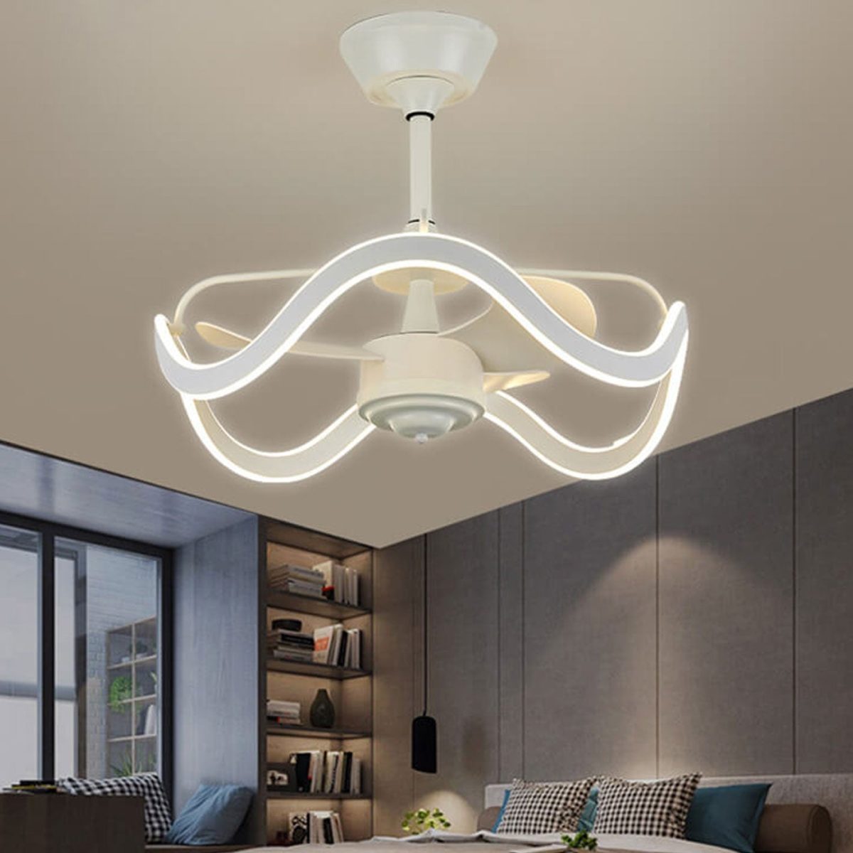 Modern Light Luxury Circular Inverter Silent Downrods Ceiling Fan Light - Image 11