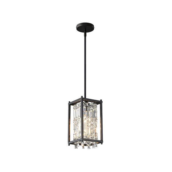 Round Square Iron Frame Crystal Shade Luxury Modern Chandelier Ceiling Lights - Image 9