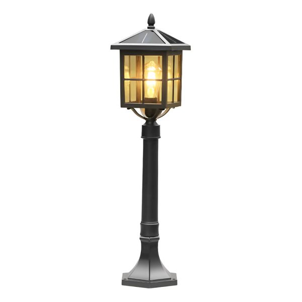 Retro Black Solar & Hardwired Outdoor Pavilion-Inspired Lawn Lamp - Image 10