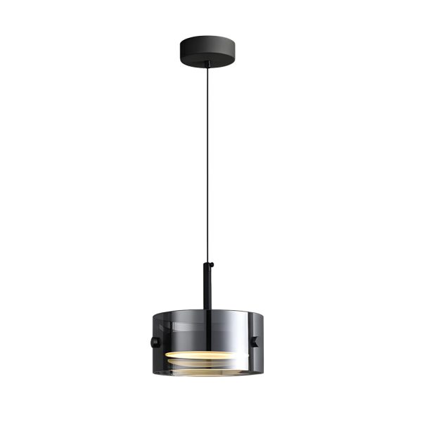Short Cylinder Glass 3 Step Dimming LED Smoke Gray Nordic Pendant Lights - Image 7