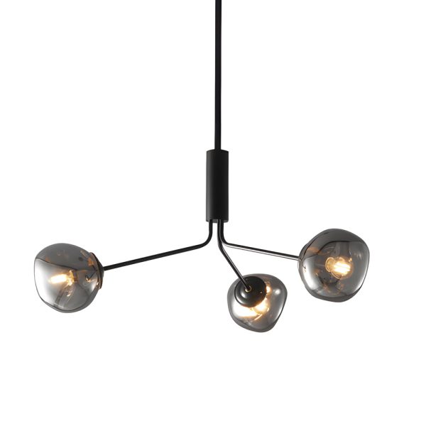 3/5/8-Light Molecule Dimpled Lava Glass Chandelier with Black Metallic Arms - Image 11