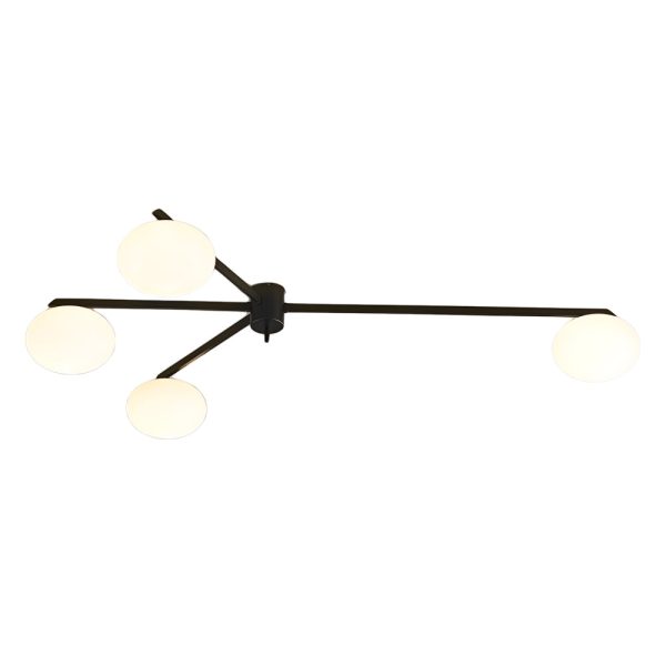 White Glass Bubble Black Semi-Flush Ceiling Light - Image 12