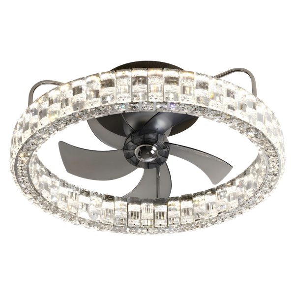 23.6-in Crystal LED Lighting Semi-Enclosed Low Profile Ceiling Fan - Image 8