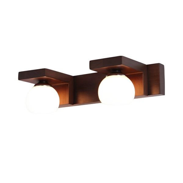 2/3-Light Wood Bathroom Vanity Light with Adjustable Iron Spotlight and Fixed Glass Shades - Image 10