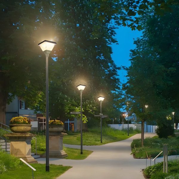 1-Light Black 98-In/118-In Solar LED Square Post Street Light - Image 4