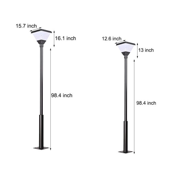 1-Light Black 98-In/118-In Solar LED Square Post Street Light - Image 6