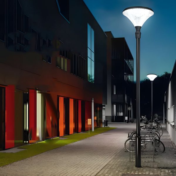 1-Light Black Outdoor LED Solar Lamp Post and Pole Street Light - Image 3
