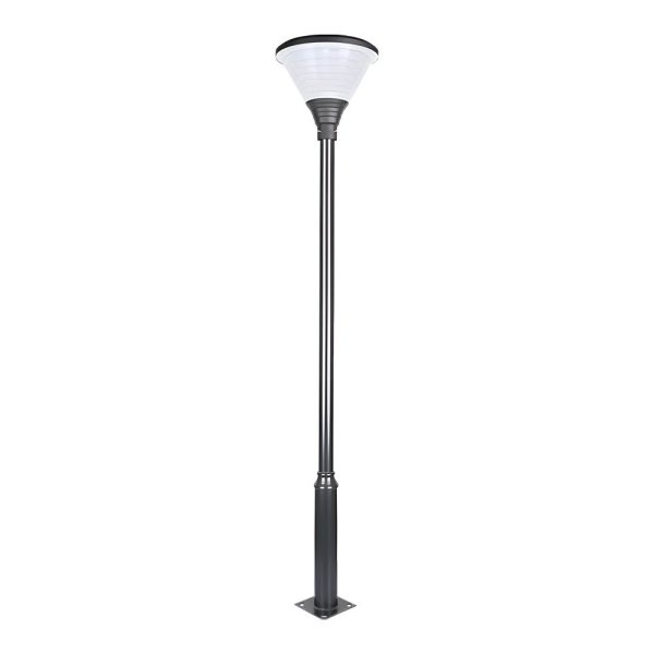 1-Light Round Solar LED Outdoor Lamp Post in Black - Image 9