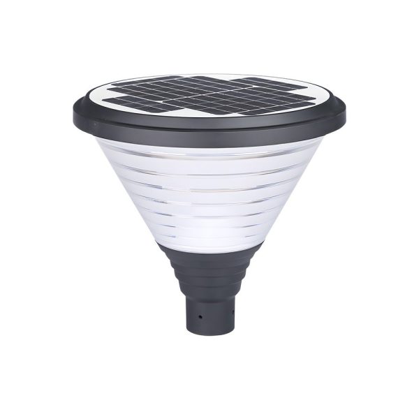 1-Light Round Solar LED Outdoor Lamp Post in Black - Image 10