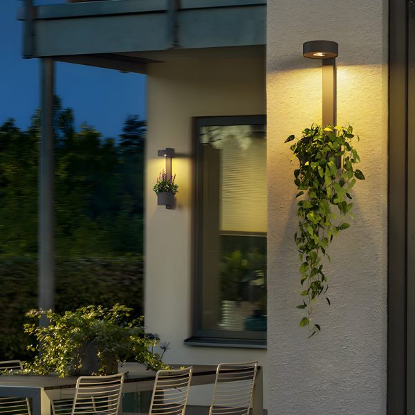 1-Light Solar Wall Mounted Plant Stand Outdoor Wall Light with Planter - Image 2