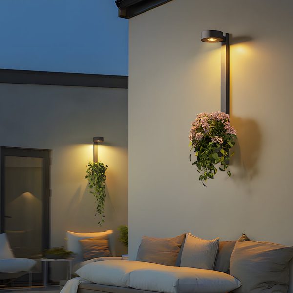 1-Light Solar Wall Mounted Plant Stand Outdoor Wall Light with Planter - Image 3