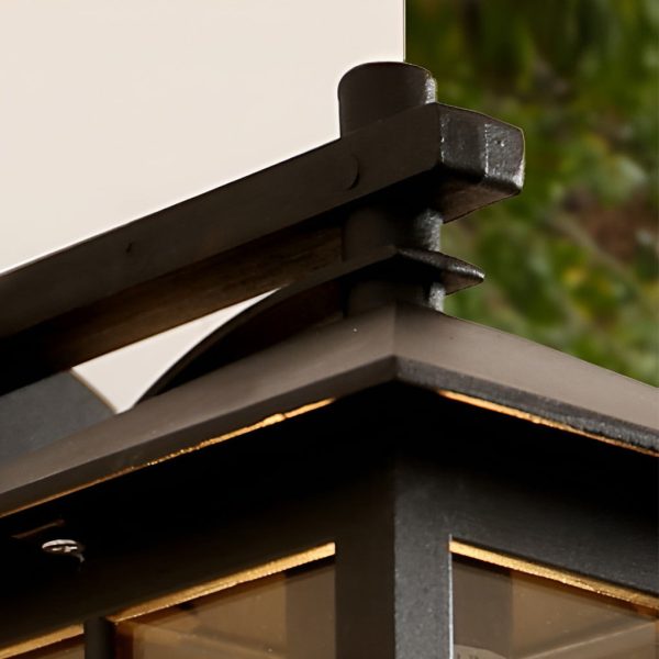 Antique Lantern Shaped Glass Waterproof Black Modern Wall Sconce Lighting - Image 9