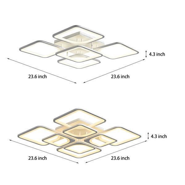 Square Creative Stepless Dimming with Remote Modern Ceiling Light Fixture - Image 7