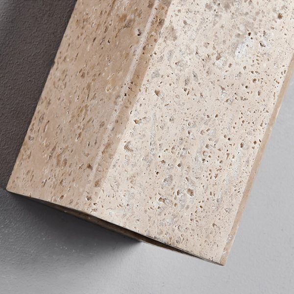 Traditional Japanese Waterproof Yellow Travertine Square LED Wall Sconce Lamp For Hallway - Image 7