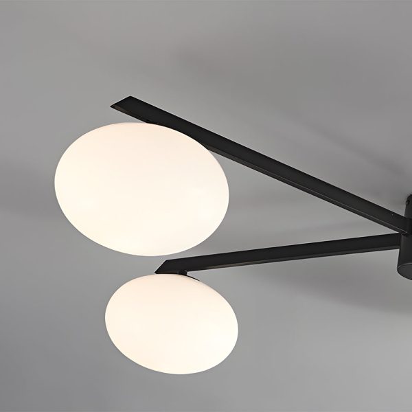 White Glass Bubble Black Semi-Flush Ceiling Light - Image 7