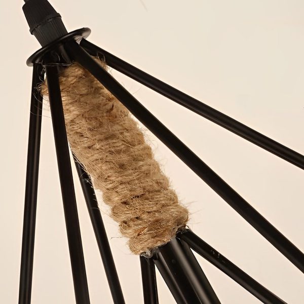 Geometric Creative Iron Rope Lantern Shape Black Rustic Chandelier Pendant Lights - Image 10