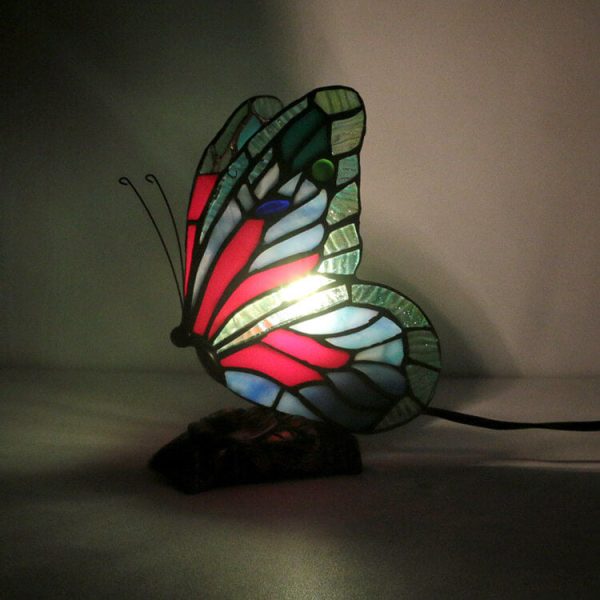 Tiffany Glass Butterfly Shape Night Light 1-Light Table Lamp - Image 2