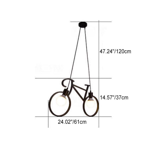 Modern Creative Bicycle Shape Iron 2-Light Kids Chandelier - Image 4