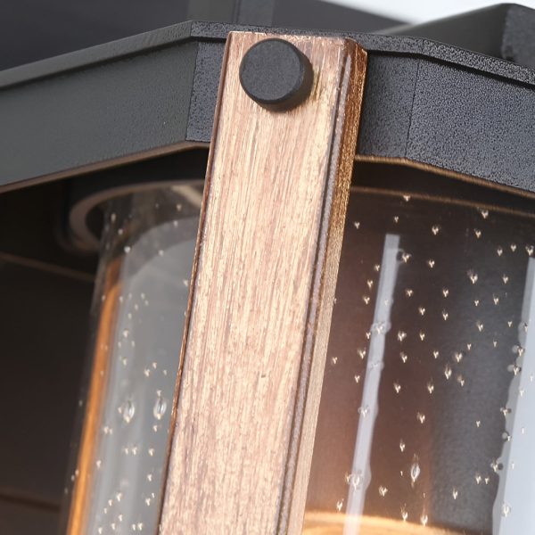 Lantern Shaped Waterproof Glass Black Industrial Outdoor Wall Sconce Lighting - Image 10