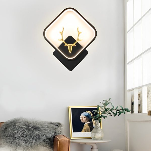 Round Square Creative Antlers Design LED Modern Wall Lamp Bedside Light - Image 6