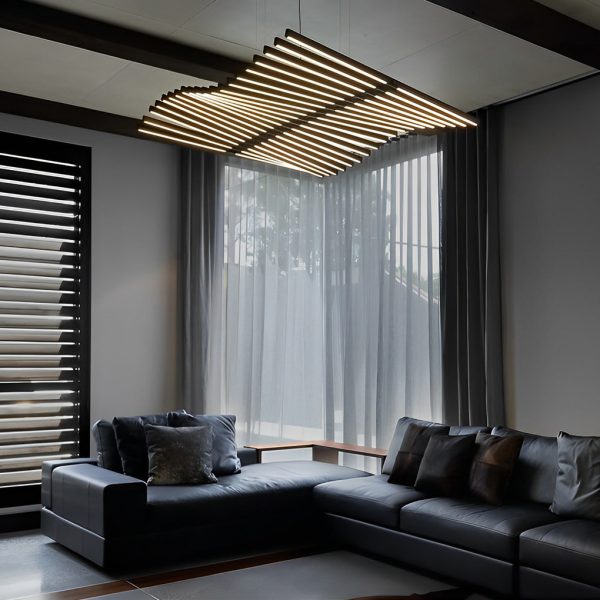 Waves Fishbone Strip Stepless Dimming LED Nordic Chandelier Pendant Light - Image 6