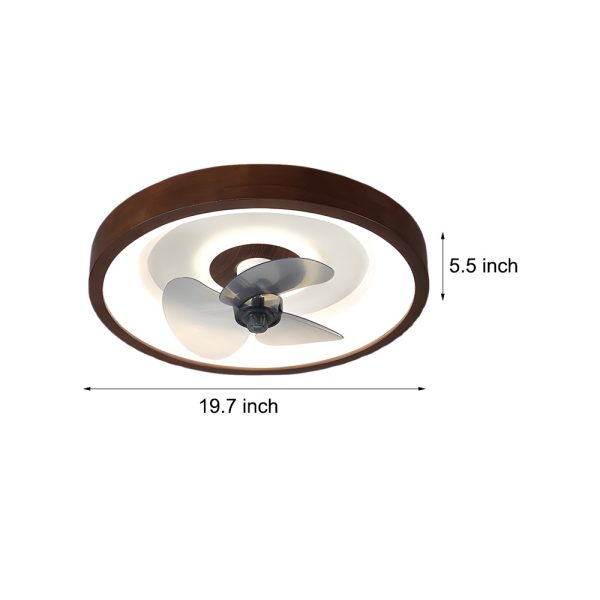 19.7-in Walnut 6-Speed Flush Mount Ceiling Fans With LED Light and Remote - Image 6