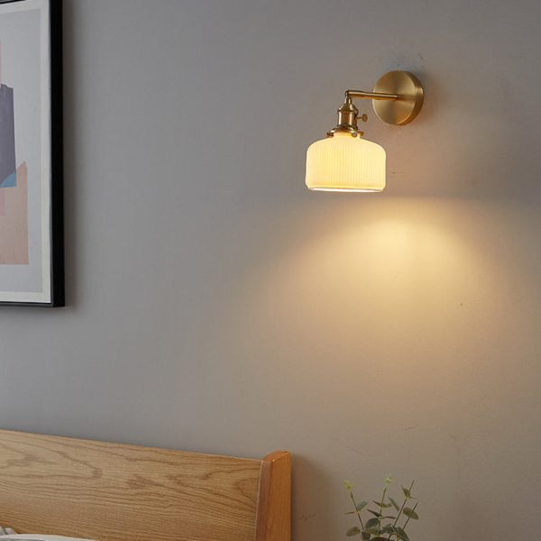 Modern Minimalist Striped Ceramic Jar 1-Light Wall Sconce Lamp - Image 13