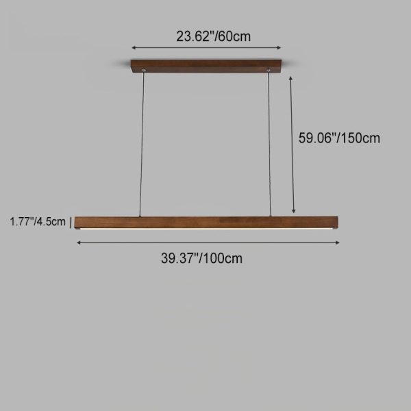 Contemporary Nordic Rubber Wood Acrylic Strip LED Island Light Chandelier For Dining Room - Image 9