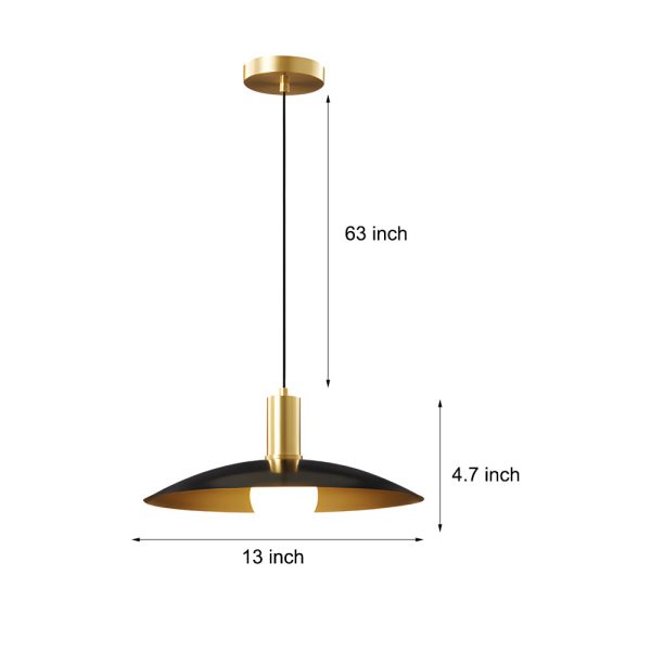 1-Light Mid-Century Brass Flared Pendant Light with White Glass Shade - Image 8