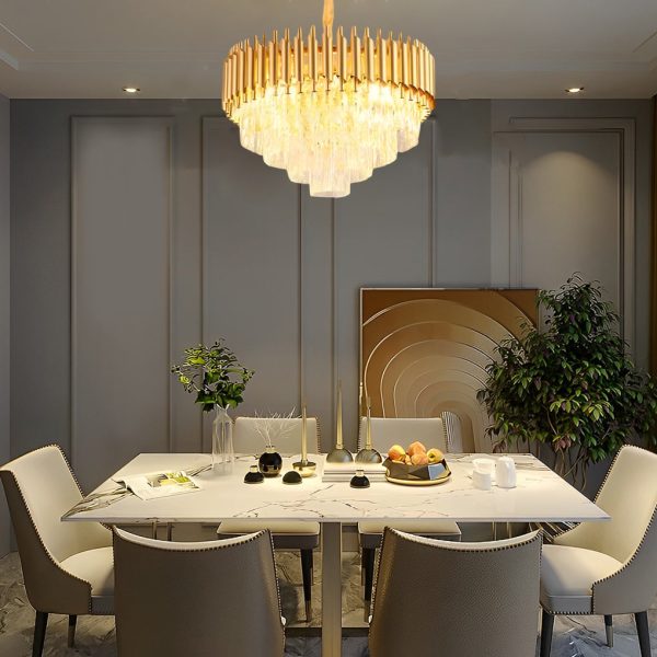 Round Oval Crystal Three Step Dimming Luxury Post-Modern Chandelier - Image 5