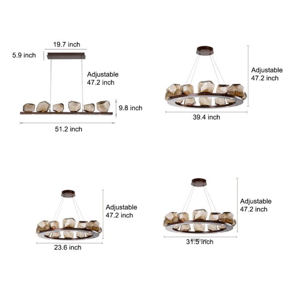 Irregular Glass Shade Stone Creative Cognac Color Modern Chandelier - Image 6
