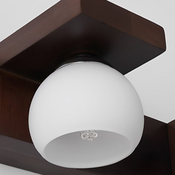2/3-Light Wood Bathroom Vanity Light with Adjustable Iron Spotlight and Fixed Glass Shades - Image 7