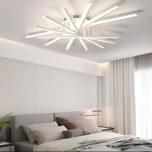 Creative Strip Stepless Dimming LED White Nordic Ceiling Lights Chandelier - Image 2