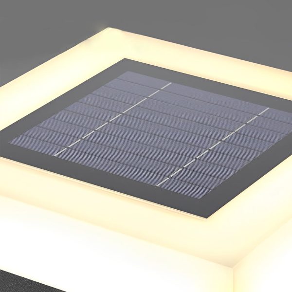Minimalist Square Waterproof LED Black Modern Solar Post Caps Lights - Image 7