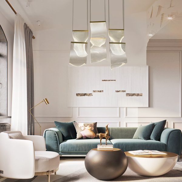 Irregular Curl Acrylic Paper Stepless Dimming LED Nordic Chandelier - Image 3