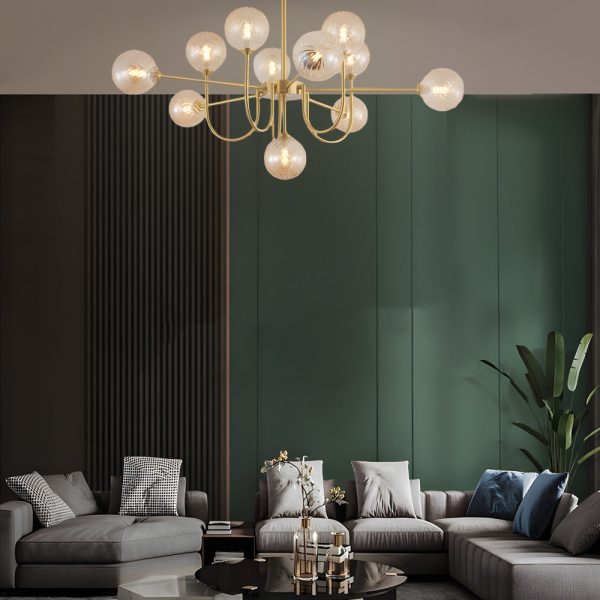 Amber Glass Globe Molecule Chandelier - Image 4