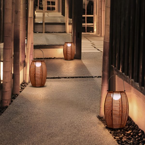 Rattan Lantern Shaped LED Waterproof Portable Modern Outdoor Floor Lamp - Image 6