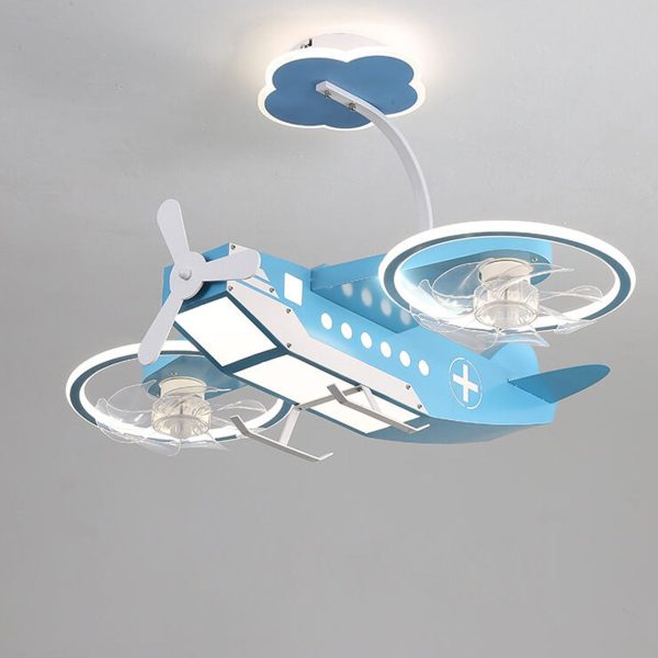 Creative Cartoon Aircraft Kids Flush Mount Ceiling Fan Light - Image 3